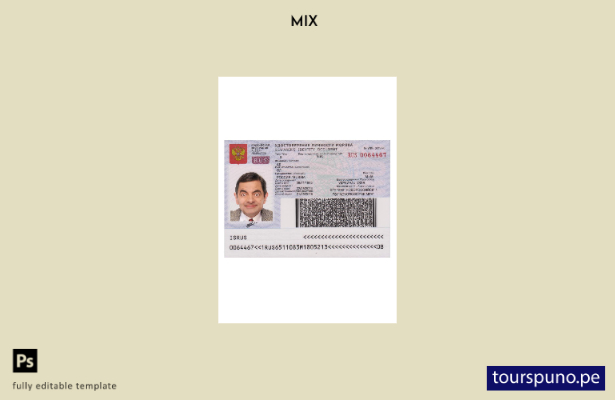 listo para imprimir plantilla de documento de identidad de gente de mar de Rusia